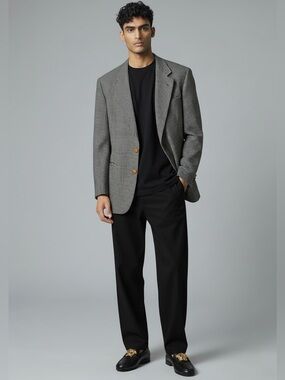 Versace Classic V2 Blazer Men’s 40 Wool Houndstooth Vintage Designer Sport Coat